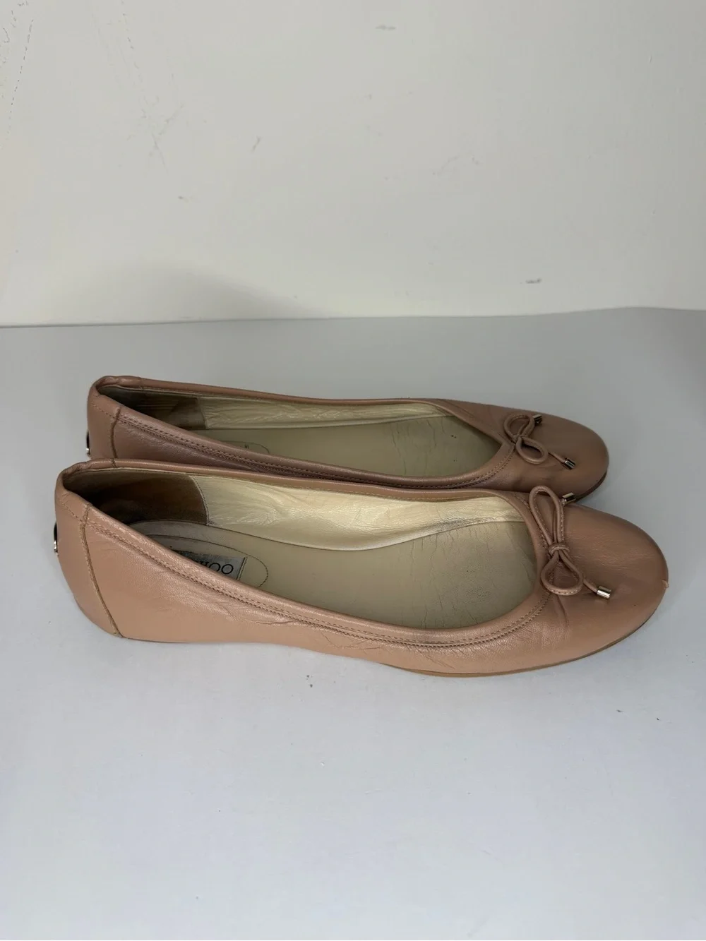 Jimmy Choo London Nude Beige Bow Ballet Flat Women’s Size 40 US 9 Made in Spain